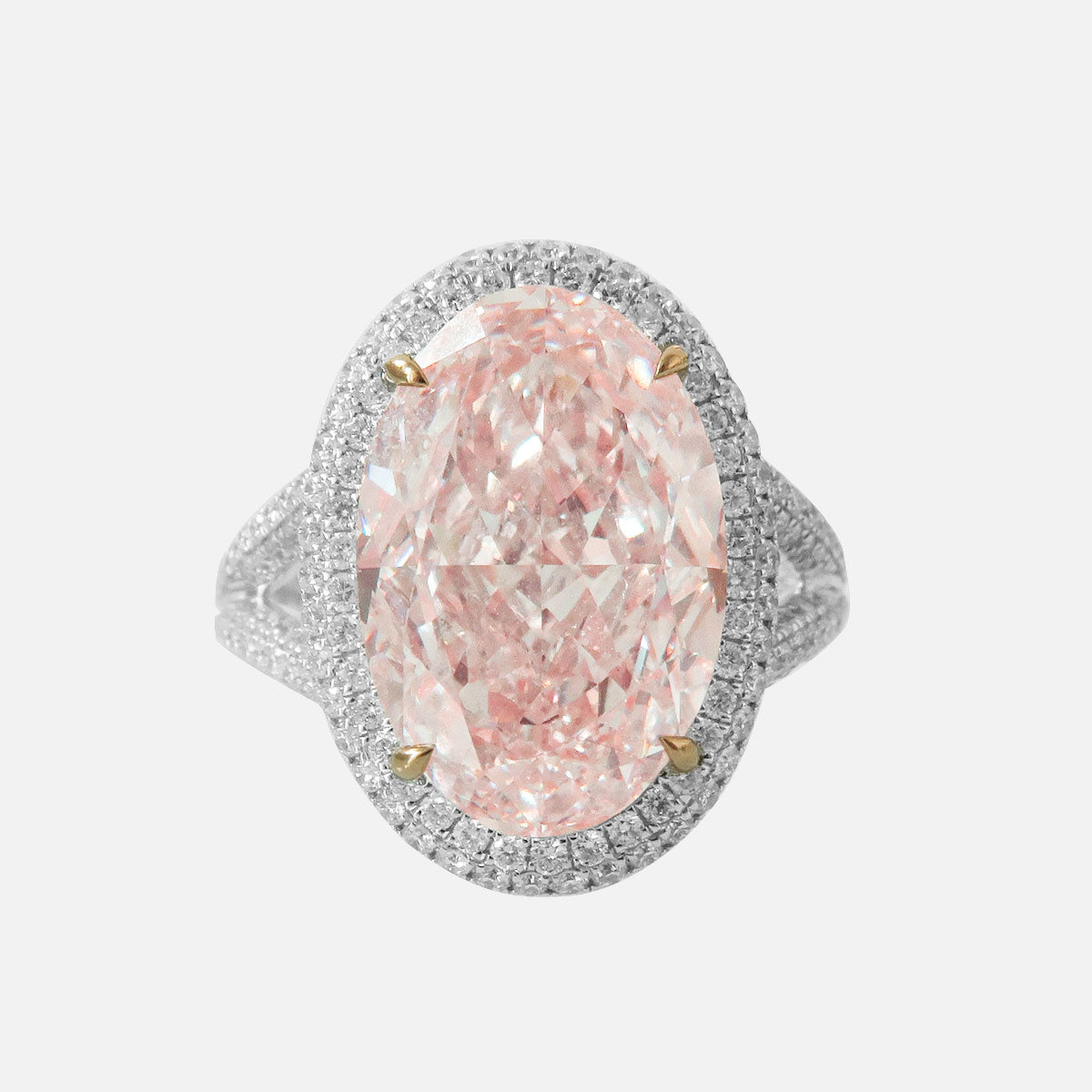 18K White Gold Oval Pink Diamond Engagement Ring Lab-Grown Diamond Custom Ring (8.22CTW-FP-FIP-FVP/VS-VVS)