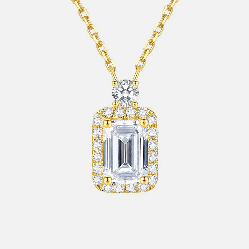 18K Yellow Gold Emerald-Cut Diamond Necklace Lab-Grown Diamond Custom Necklace (1.885 CTW - D-E/VS-VVS)