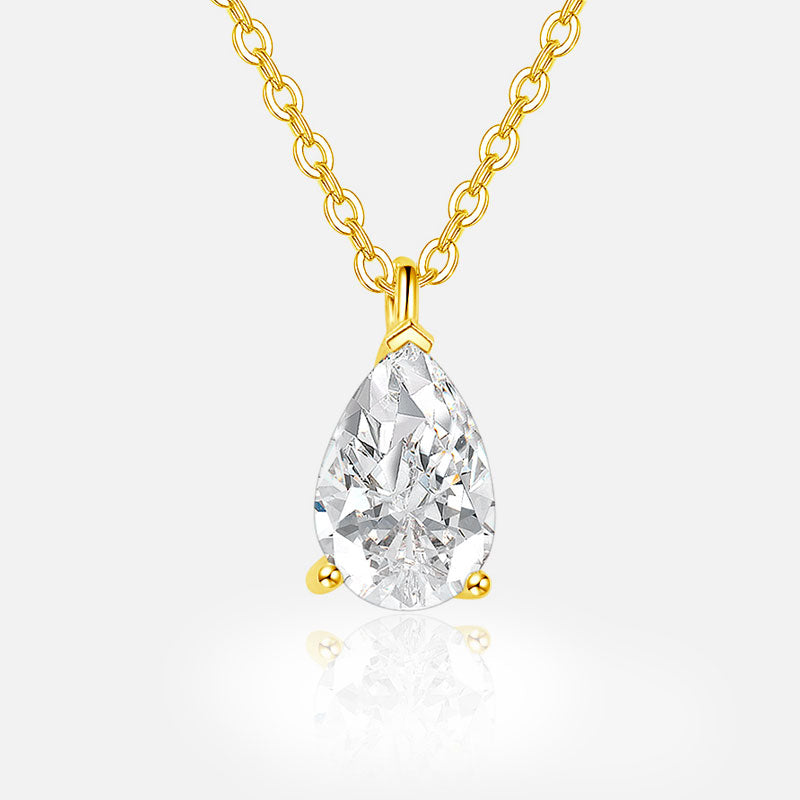 18K Yellow Gold Pear-Cut Diamond Necklace Lab-Grown Diamond Custom Necklace (1.50 CTW - D-E/VS-VVS)