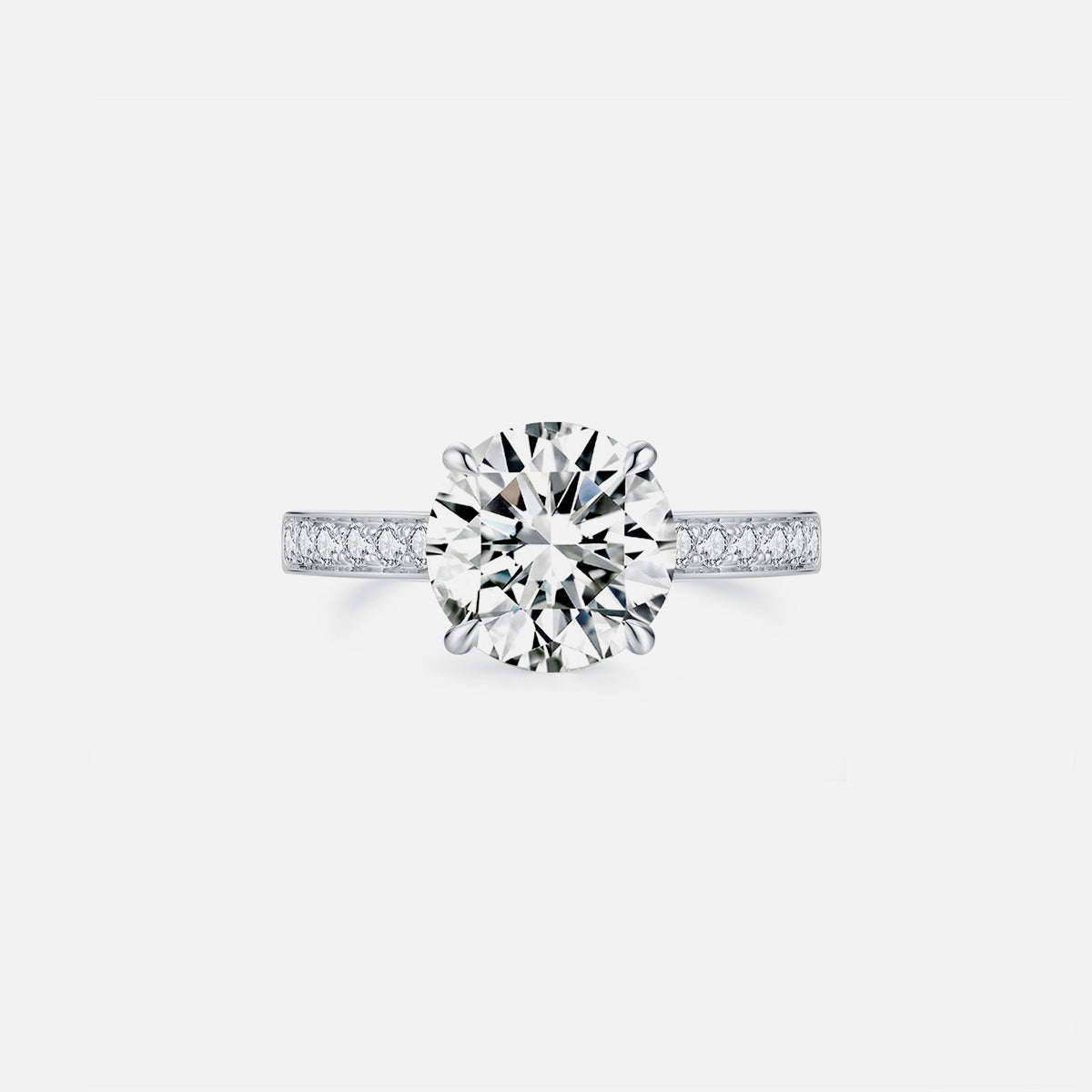 Bague de fiançailles solitaire classique en or blanc 18 carats avec diamants cultivés en laboratoire Bagues de fiançailles personnalisées (2,41 CTW-DE/VS-VVS)