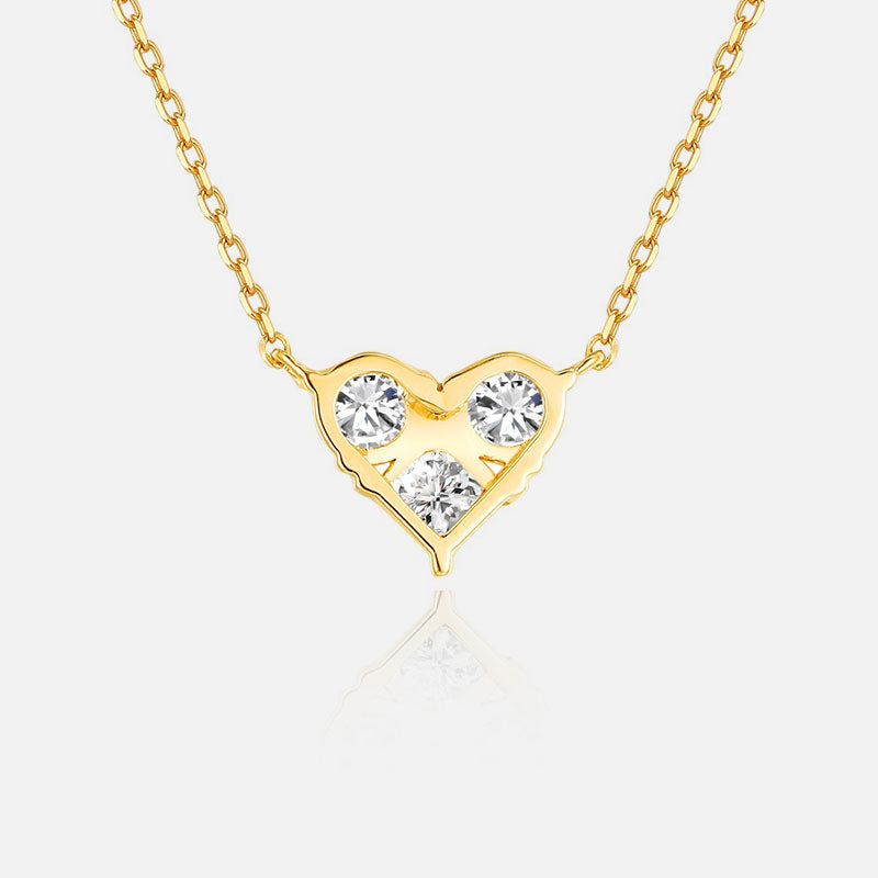 18K Yellow Gold Heart Diamond Necklace Lab-Grown Diamond Custom Necklace (0.35 CTW - D-E/VS-VVS)