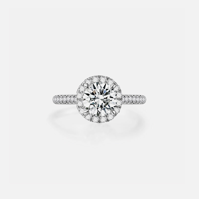 Bague de fiançailles solitaire classique en or blanc 18 carats avec diamants cultivés en laboratoire Bagues de fiançailles personnalisées (1,89 CTW-DE/VS-VVS)