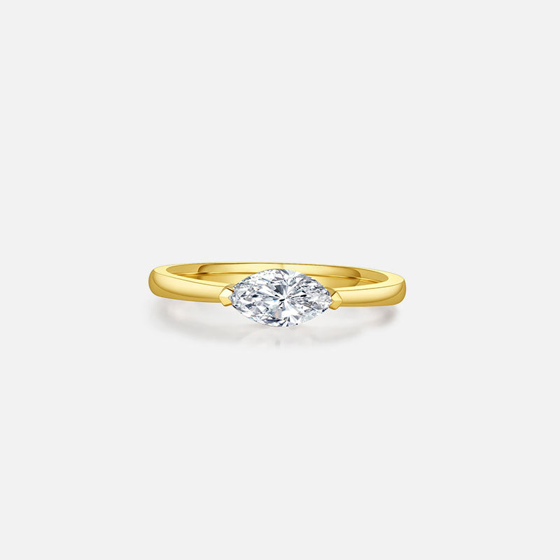 Anillo de compromiso solitario de oro amarillo de 18 quilates con diamantes cultivados en laboratorio Anillos de compromiso personalizados (1,08 CTW-DE/VS-VVS)