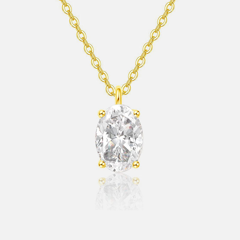 18K Yellow Gold Oval Diamond Necklace Lab-Grown Diamond Custom Necklace (2.09 CTW - D-E/VS-VVS)