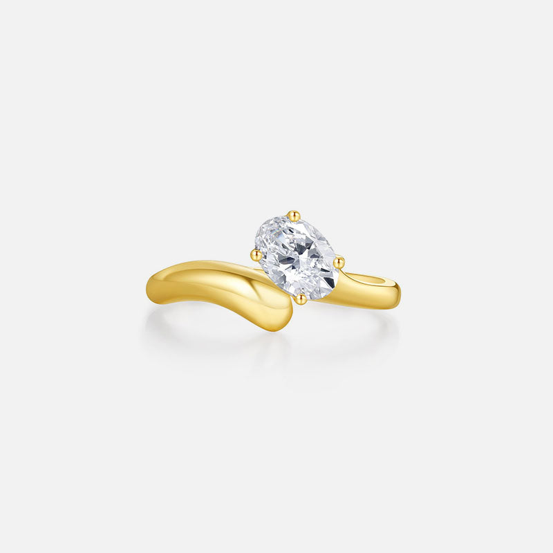 Anillo de compromiso de oro amarillo de 18 quilates con diamantes ovalados cultivados en laboratorio Anillos de compromiso personalizados (2,08 CTW-DE/VS-VVS)