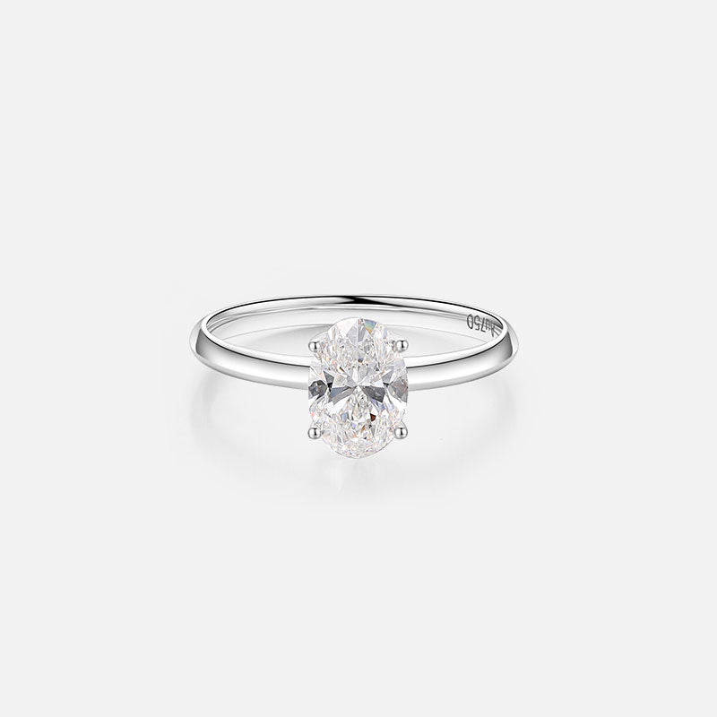 Bague de fiançailles en or blanc 18 carats avec diamants ovales cultivés en laboratoire Bagues de fiançailles personnalisées (3,09 CTW-DE/VS-VVS)