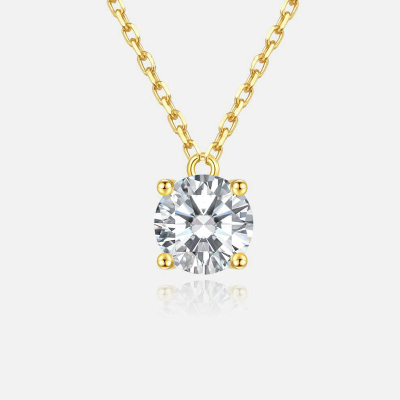 18K Yellow Gold Four-Prong Round Diamond Necklace Lab-Grown Diamond Custom Necklace (2.05 CTW - D-E/VS-VVS)