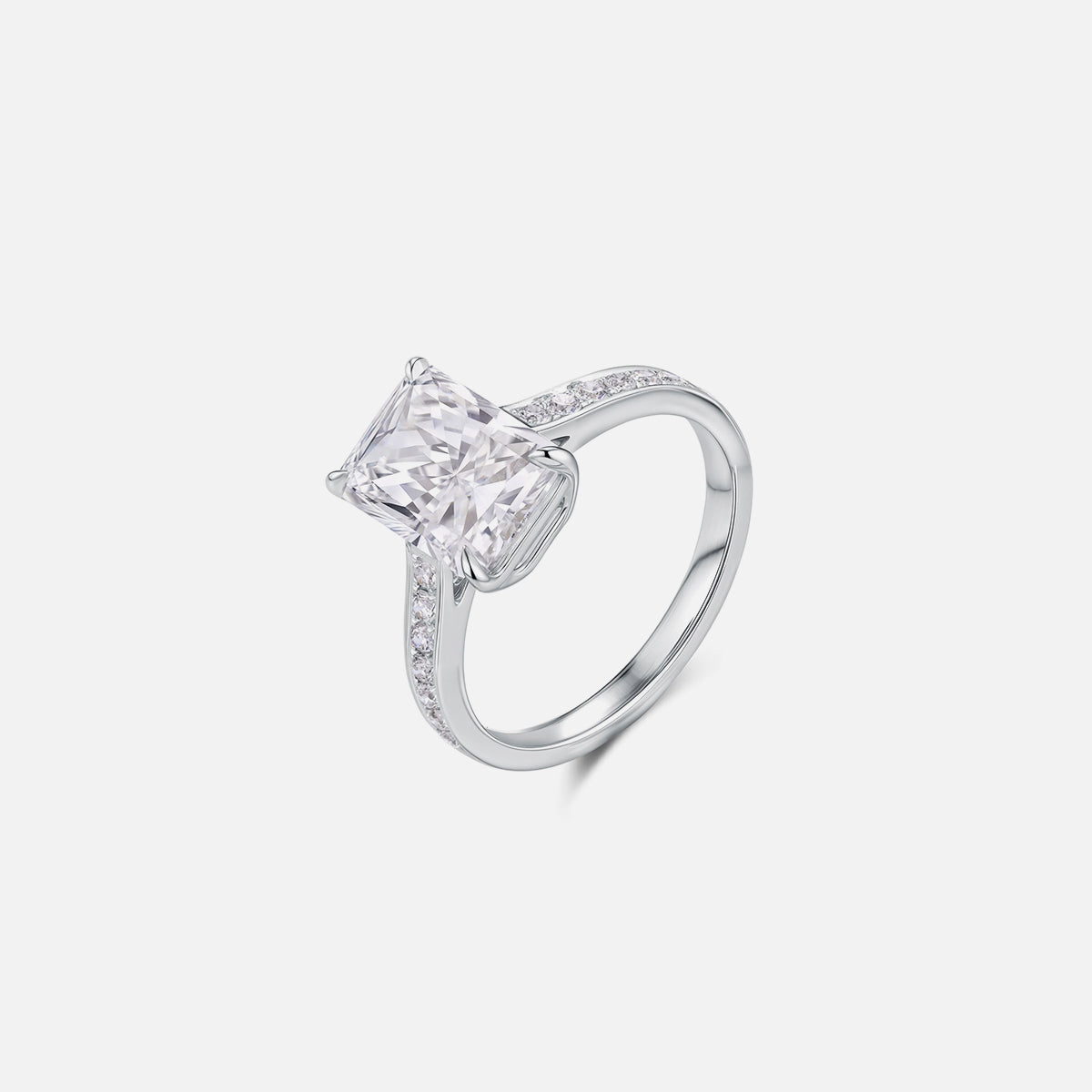 Bague de fiançailles solitaire classique en or blanc 18 carats avec diamants cultivés en laboratoire Bagues de fiançailles personnalisées (2,41 CTW-DE/VS-VVS)