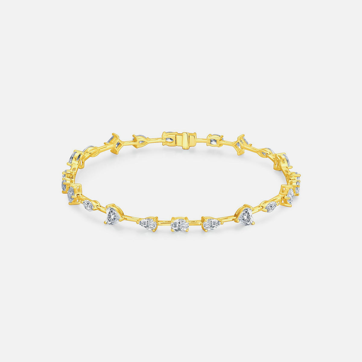 18K Yellow Gold Mixed Shape Diamond Bracelet Lab-Grown Diamond Custom Bracelet (3.21 CTW - D-E/VS-VVS)