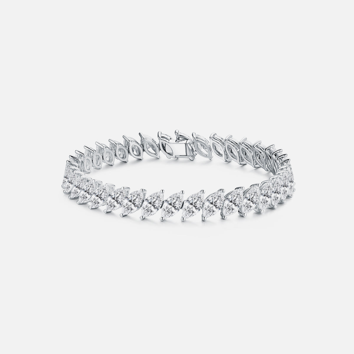 18K White Gold Marquise Diamond Bracelet Lab-Grown Diamond Custom Bracelet (14.83 CTW - D-E/VS-VVS)