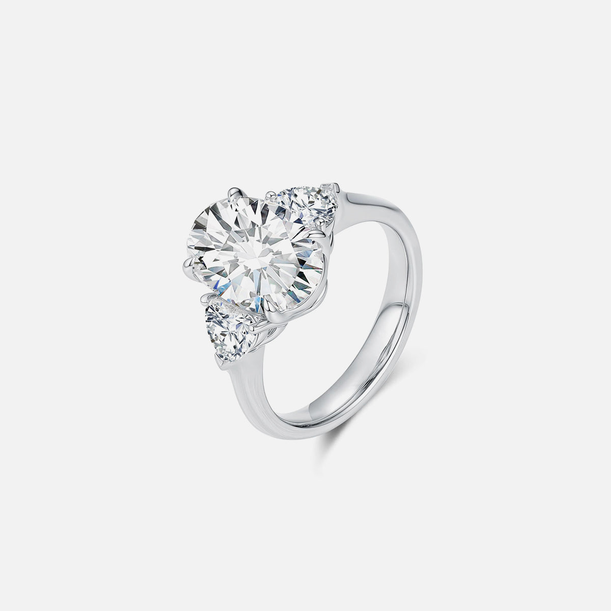 Bague de fiançailles solitaire classique en or blanc 18 carats avec diamants cultivés en laboratoire Bagues de fiançailles personnalisées (2,41 CTW-DE/VS-VVS)