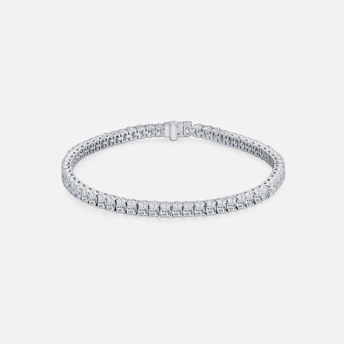 18K White Gold Oval Diamond Tennis Bracelet Lab-Grown Diamond Custom Bracelet (13.68 CTW - D-E/VS-VVS)