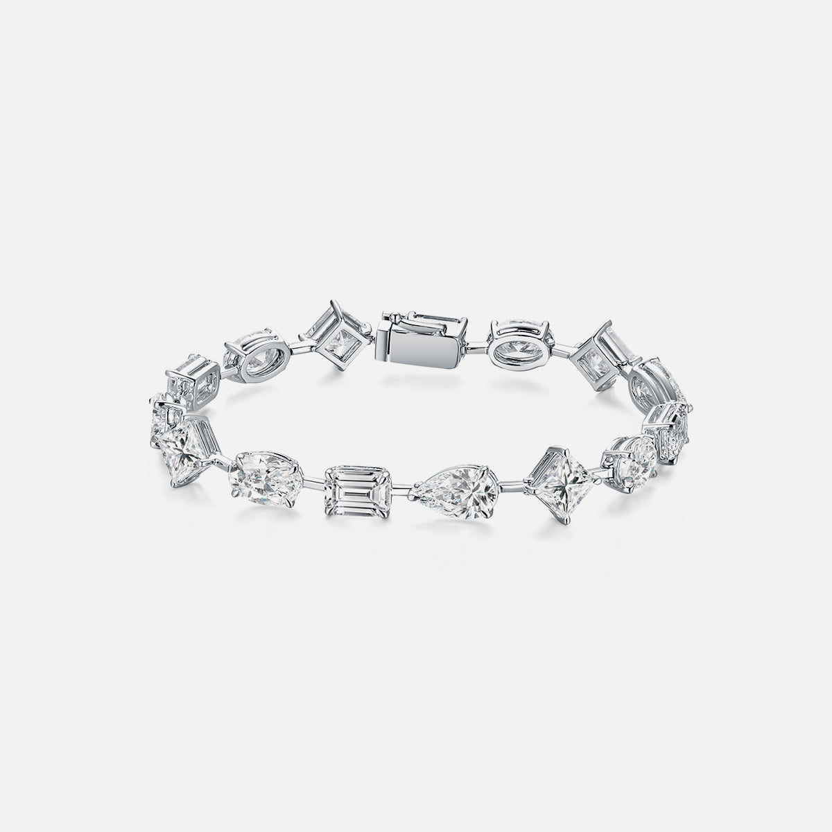 18K White Gold Mixed-Cut Diamond Bracelet Lab-Grown Diamond Custom Bracelet(16.92 CTW-D-E/VS-VVS)