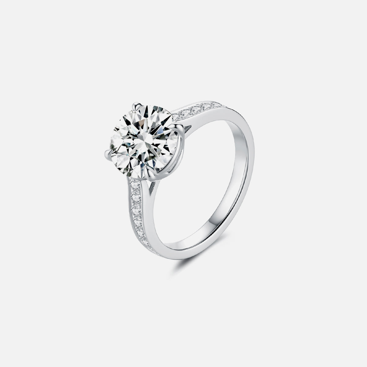 Bague de fiançailles solitaire classique en or blanc 18 carats avec diamants cultivés en laboratoire Bagues de fiançailles personnalisées (2,41 CTW-DE/VS-VVS)