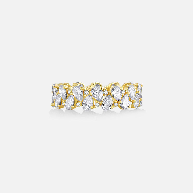 Anillo de bodas de oro amarillo de 18 quilates con halo de diamantes Anillos personalizados con diamantes cultivados en laboratorio (5,275 CTW-DF/VS-VVS)