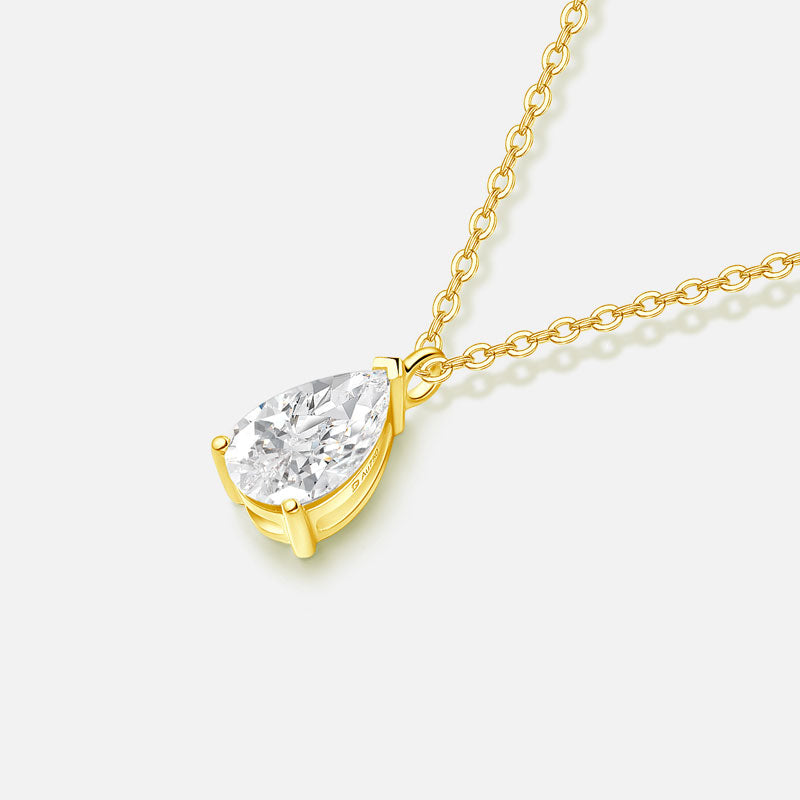 18K Yellow Gold Pear-Cut Diamond Necklace Lab-Grown Diamond Custom Necklace (1.50 CTW - D-E/VS-VVS)