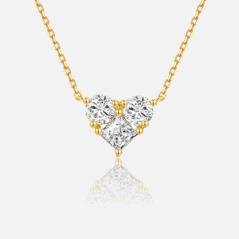 18K Yellow Gold Heart Diamond Necklace Lab-Grown Diamond Custom Necklace (0.35 CTW - D-E/VS-VVS)