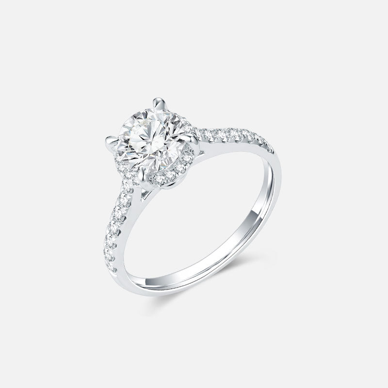 Bague de fiançailles solitaire classique en or blanc 18 carats avec diamants cultivés en laboratoire Bagues de fiançailles personnalisées (2,41 CTW-DE/VS-VVS)