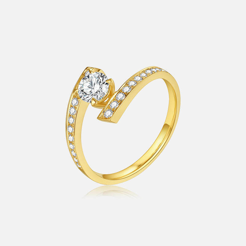 Bague de fiançailles solitaire classique en or jaune 18 carats avec diamants cultivés en laboratoire Bagues de fiançailles personnalisées (1,361 CTW - DF/VS-VVS)