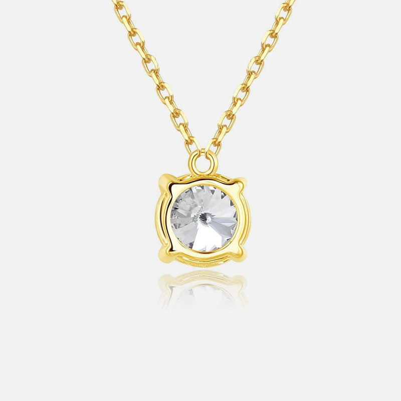 18K Yellow Gold Four-Prong Round Diamond Necklace Lab-Grown Diamond Custom Necklace (2.05 CTW - D-E/VS-VVS)