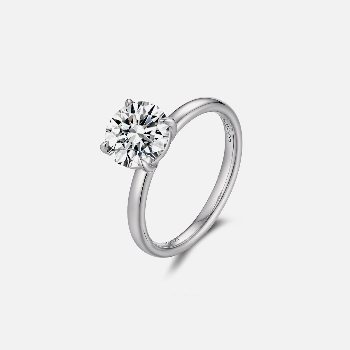 Bague de fiançailles en or blanc 18 carats avec diamants ovales cultivés en laboratoire Bagues de fiançailles personnalisées (3,09 CTW-DE/VS-VVS)