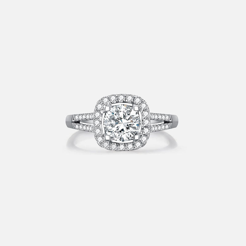 Bague de fiançailles classique en or blanc 18 carats avec diamants cultivés en laboratoire Bagues de fiançailles personnalisées (1,41 CTW-DE/VS-VVS)