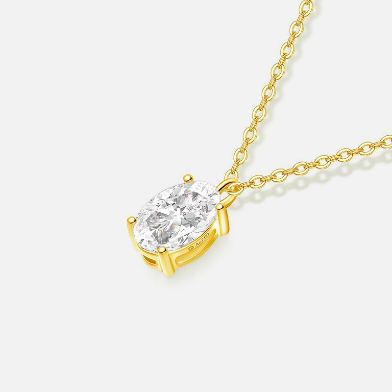 18K Yellow Gold Oval Diamond Necklace Lab-Grown Diamond Custom Necklace (2.09 CTW - D-E/VS-VVS)