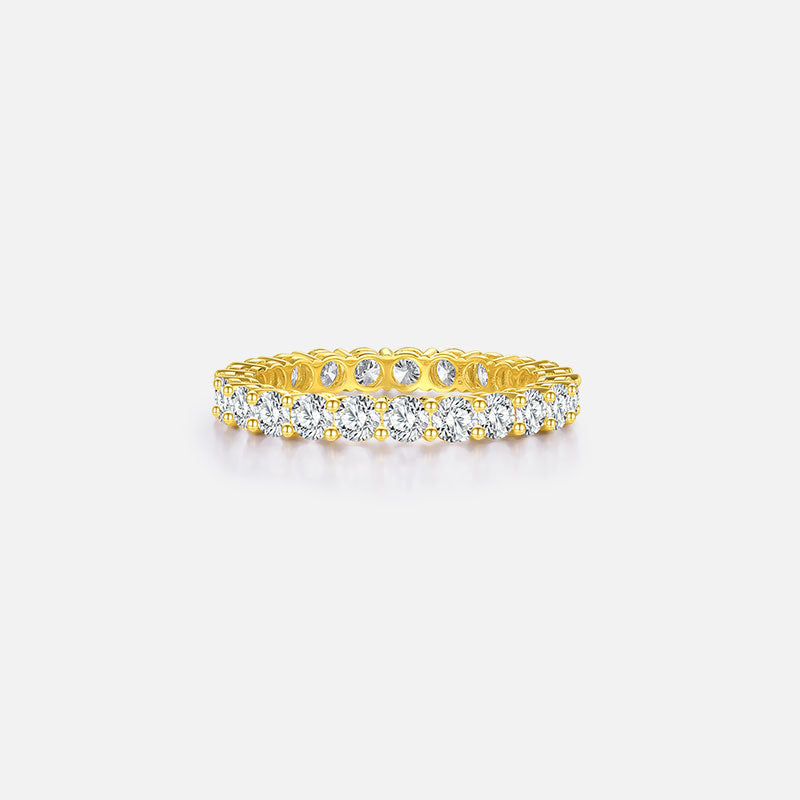 Anillo de bodas de oro amarillo de 18 quilates con pavé de diamantes redondos Anillos personalizados con diamantes cultivados en laboratorio (2,83 CTW-DF/VS-VVS)