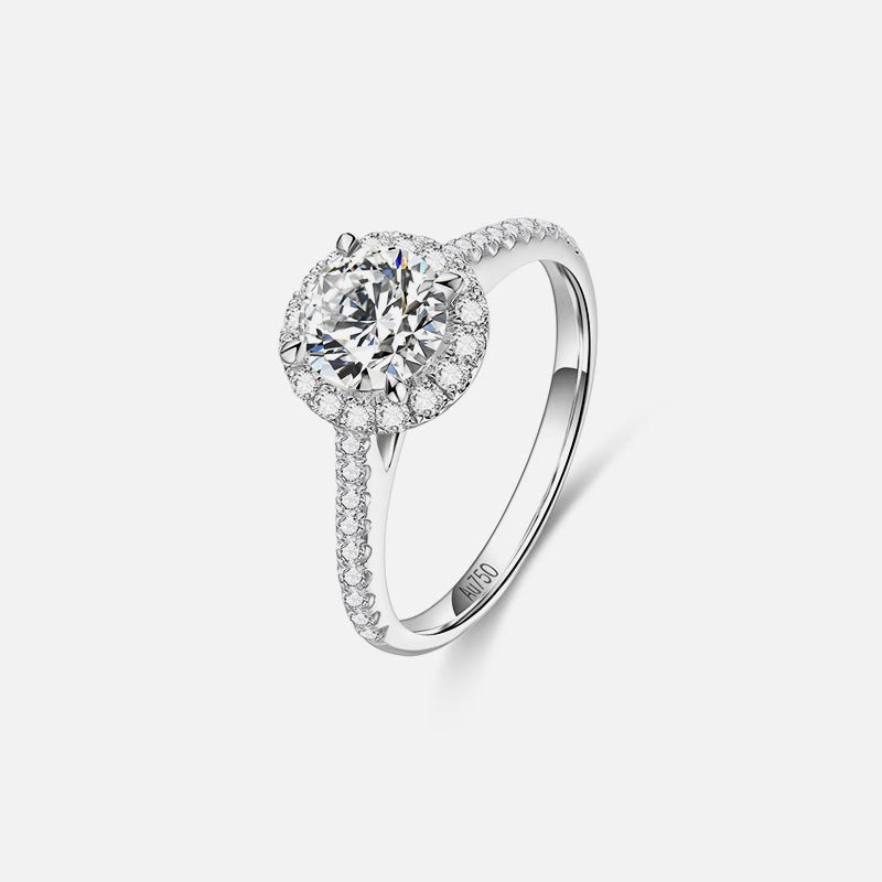 Bague de fiançailles solitaire classique en or blanc 18 carats avec diamants cultivés en laboratoire Bagues de fiançailles personnalisées (1,89 CTW-DE/VS-VVS)