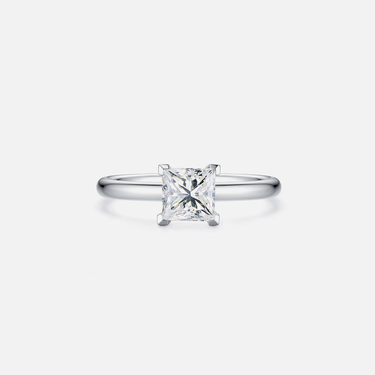 Bague de fiançailles solitaire classique en or blanc 18 carats avec diamants cultivés en laboratoire Bagues de fiançailles personnalisées (2,41 CTW-DE/VS-VVS)