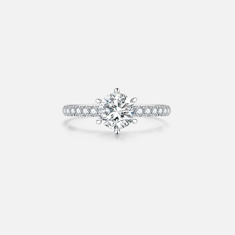 Bague de fiançailles solitaire à six griffes en or blanc 18 carats avec diamants cultivés en laboratoire Bagues de fiançailles personnalisées (1,89 CTW-DE/VS-VVS)