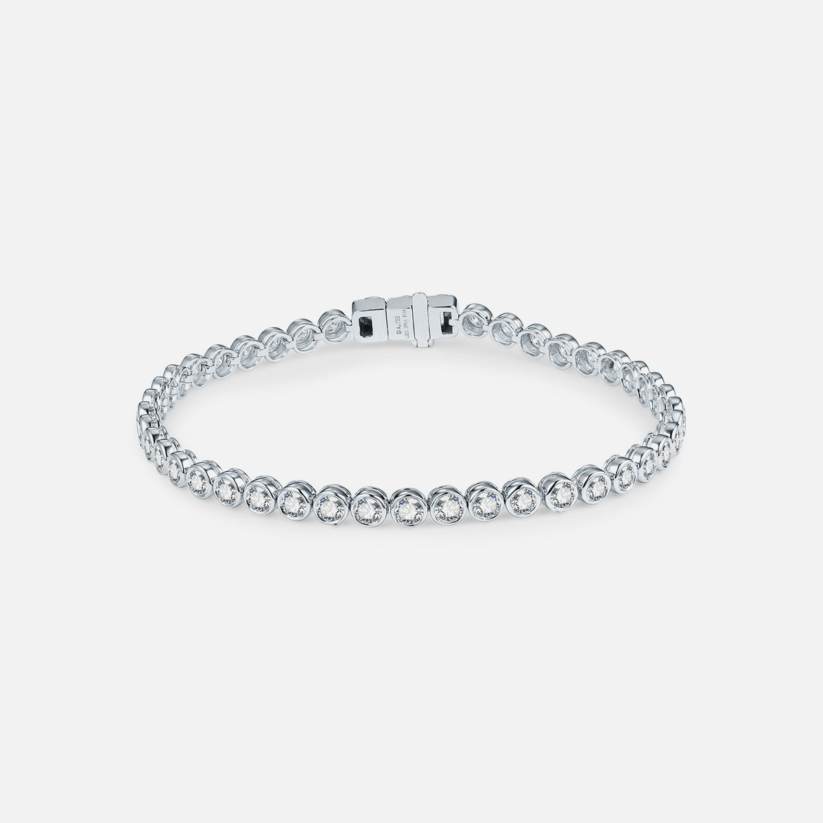 18K Yellow Gold Bezel-Set Round Diamond Tennis Bracelet Lab-Grown Diamond Custom Bracelet (3.279 CTW - D-E/VS-VVS)