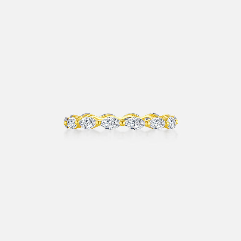 Anillo de bodas de diamantes marquesa en oro amarillo de 18 quilates Anillos personalizados con diamantes cultivados en laboratorio (0,671 CTW-DF/VS-VVS)