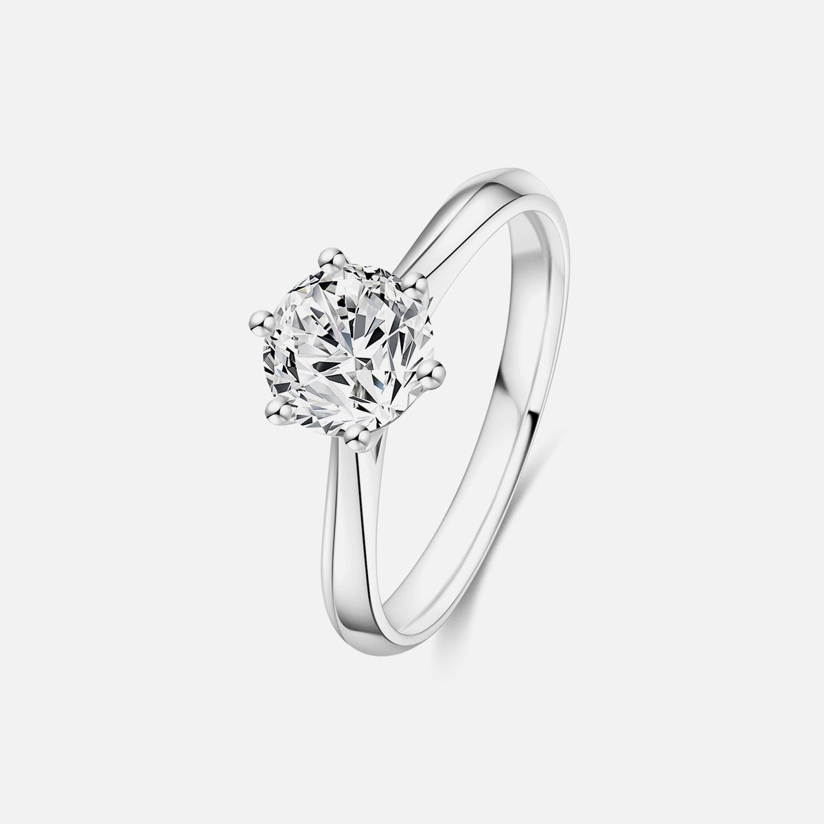 Bague de fiançailles solitaire classique en or blanc 18 carats avec diamants cultivés en laboratoire Bagues de fiançailles personnalisées (2,41 CTW-DE/VS-VVS)