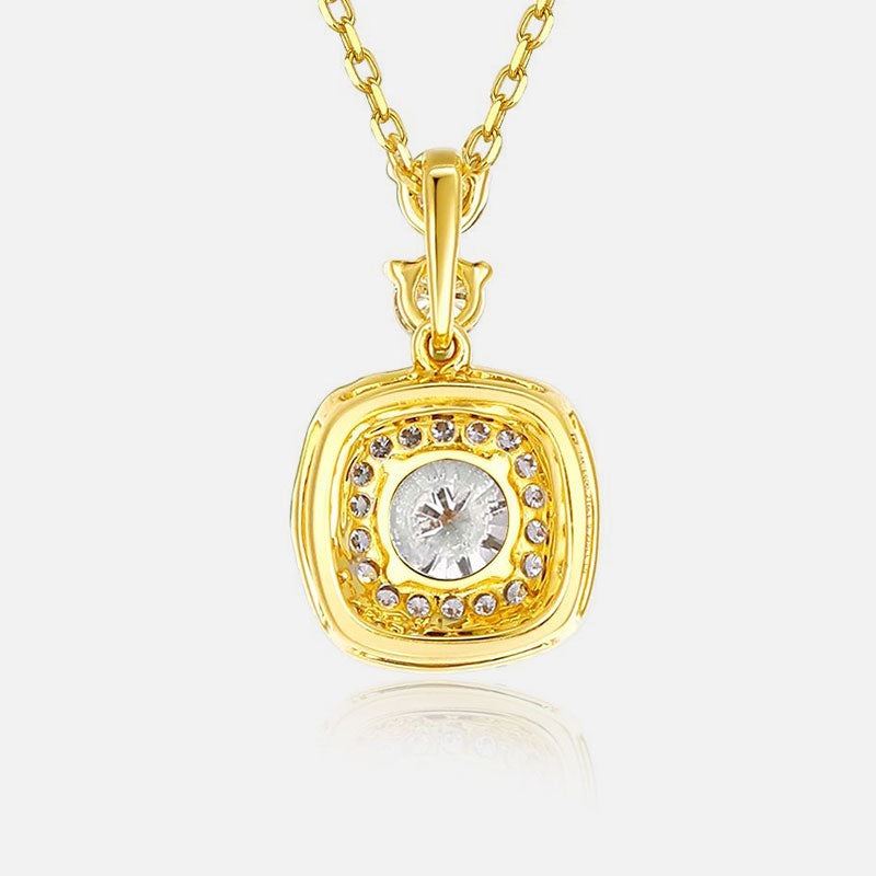 18K Yellow Gold Sun Halo Diamond Necklace Lab-Grown Diamond Custom Necklace (2.389 CTW - D-E/VS-VVS)