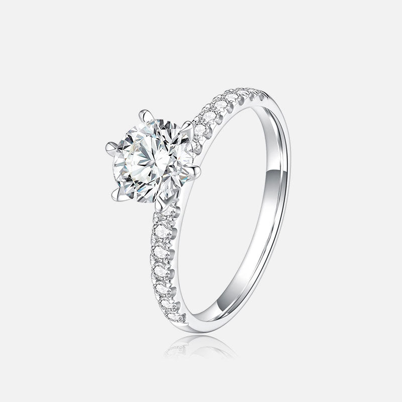 Bague de fiançailles solitaire à six griffes en or blanc 18 carats avec diamants cultivés en laboratoire Bagues de fiançailles personnalisées (1,89 CTW-DE/VS-VVS)