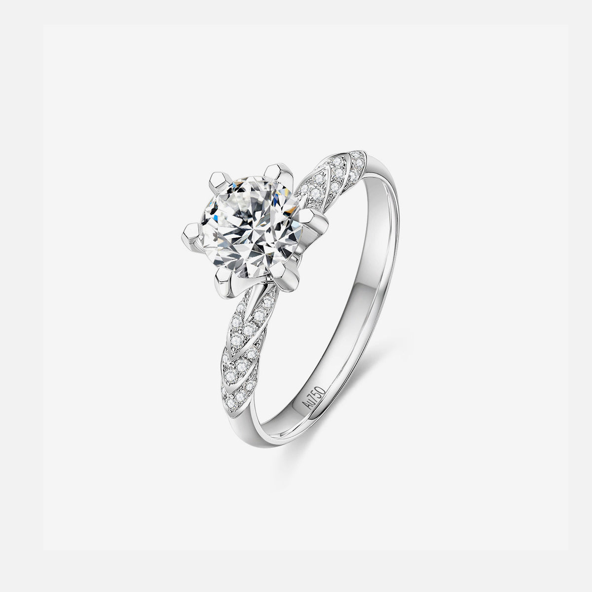 Bague de fiançailles solitaire classique en or blanc 18 carats avec diamants cultivés en laboratoire Bagues de fiançailles personnalisées (2,41 CTW-DE/VS-VVS)