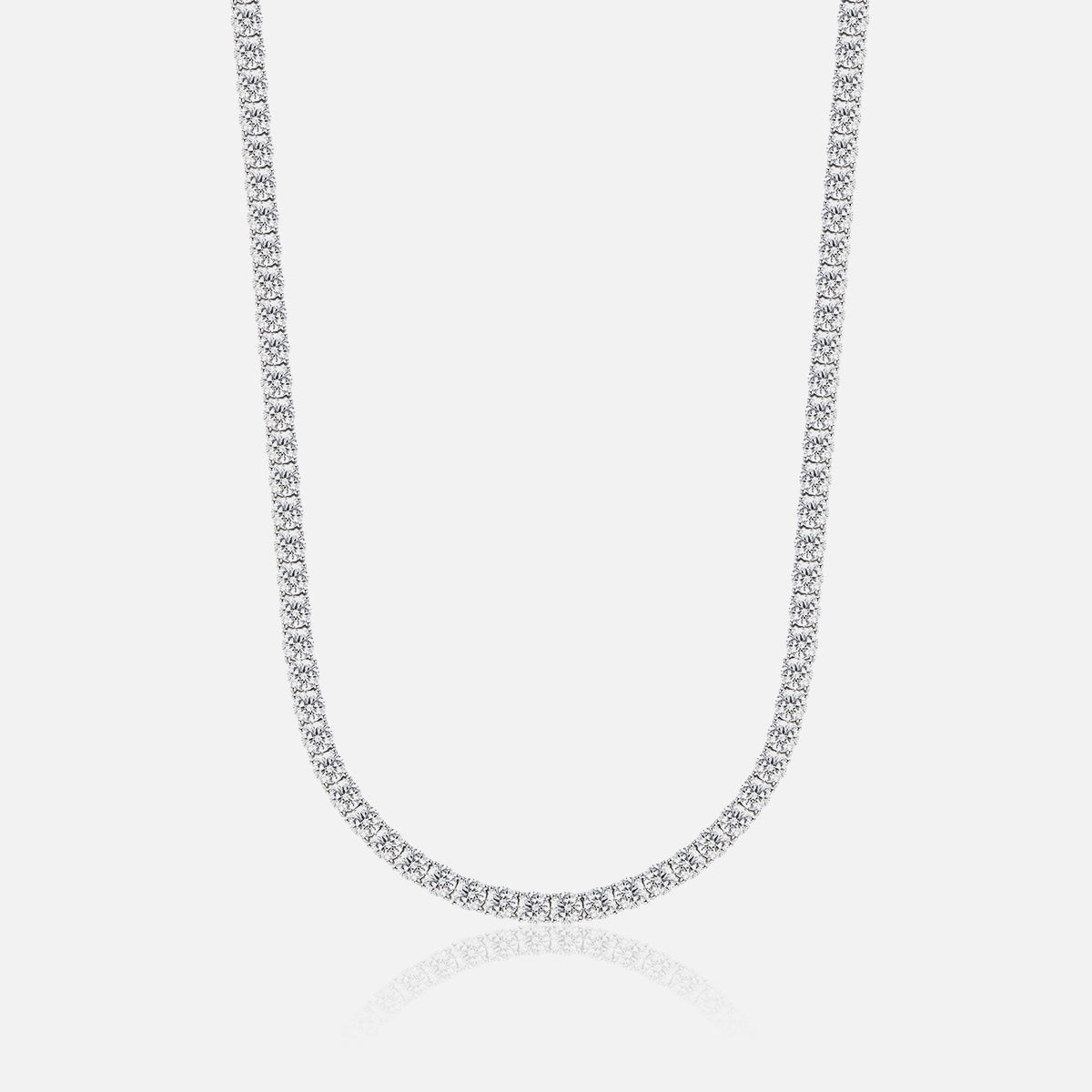 18K White Gold Round Diamond Tennis Necklace Lab-Grown Diamond Custom Necklace (30.68 CTW - D-E/VS-VVS)