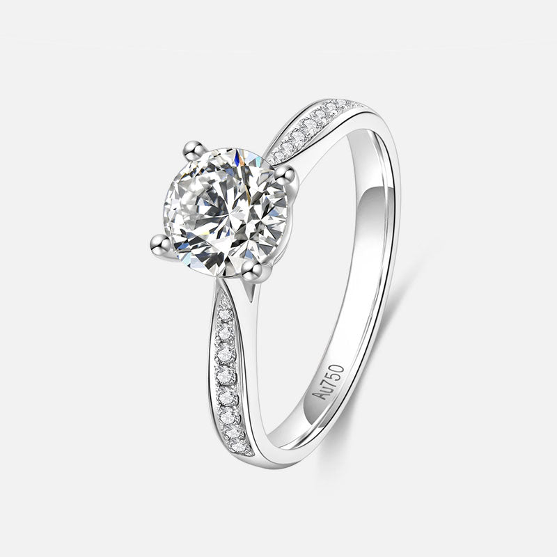 Bague de fiançailles solitaire classique à quatre griffes en or blanc 18 carats avec diamants cultivés en laboratoire Bagues de fiançailles personnalisées (1,80 CTW-DE/VS-VVS)