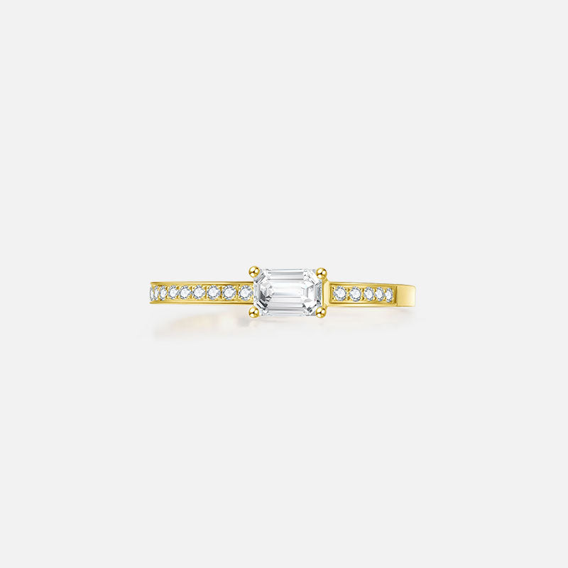 Bague de fiançailles en or jaune 18 carats avec diamant taille émeraude Bagues de fiançailles personnalisées avec diamants cultivés en laboratoire (1,78 CTW-DE/VS-VVS)