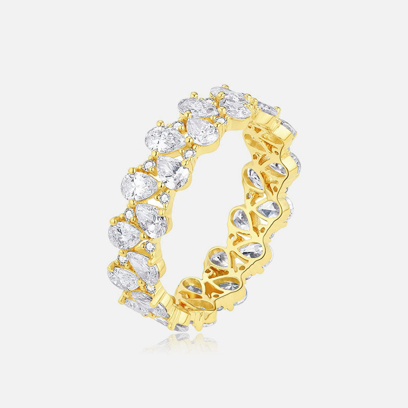 Anillo de bodas de oro amarillo de 18 quilates con halo de diamantes Anillos personalizados con diamantes cultivados en laboratorio (5,275 CTW-DF/VS-VVS)