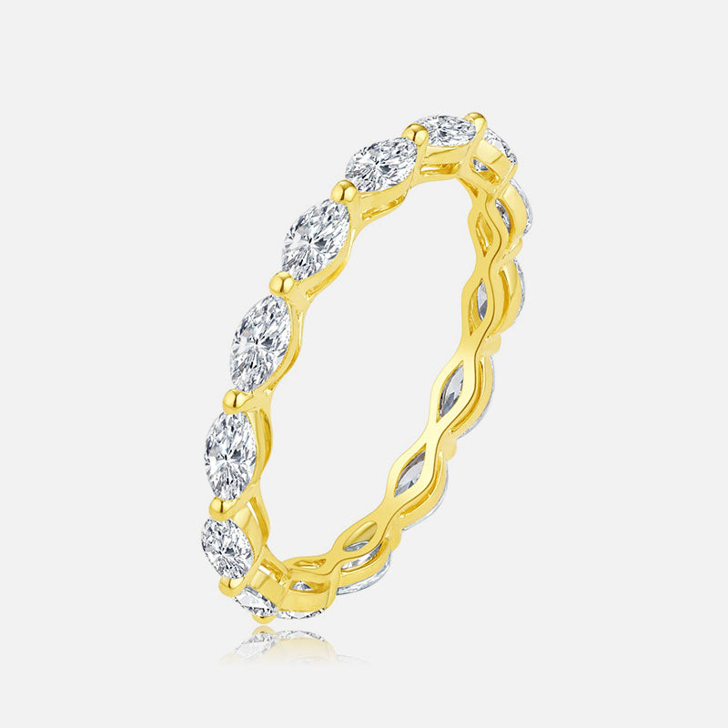 Anillo de bodas de diamantes marquesa en oro amarillo de 18 quilates Anillos personalizados con diamantes cultivados en laboratorio (0,671 CTW-DF/VS-VVS)