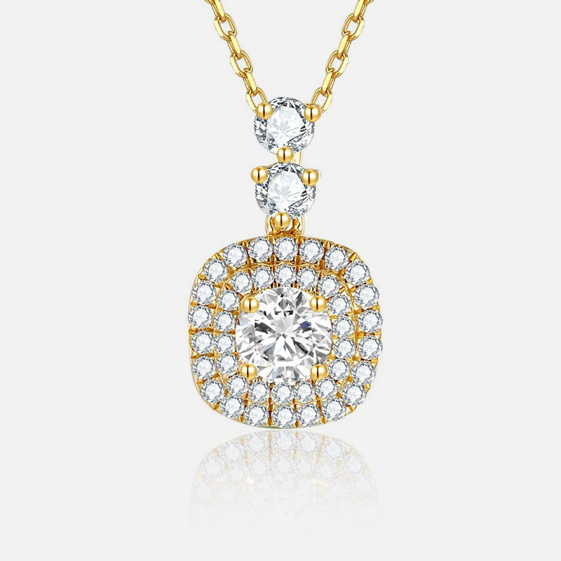 18K Yellow Gold Sun Halo Diamond Necklace Lab-Grown Diamond Custom Necklace (2.389 CTW - D-E/VS-VVS)