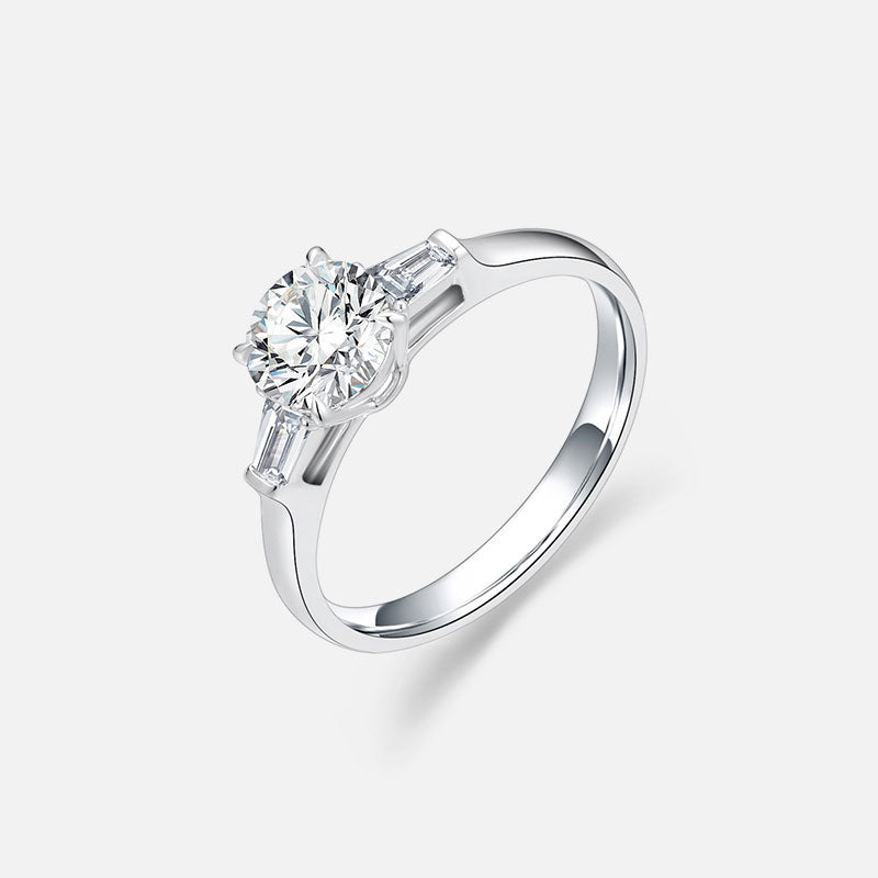 Bague de fiançailles solitaire classique en or blanc 18 carats avec diamants cultivés en laboratoire Bagues de fiançailles personnalisées (2,306 CTW-DF/VS-VVS)