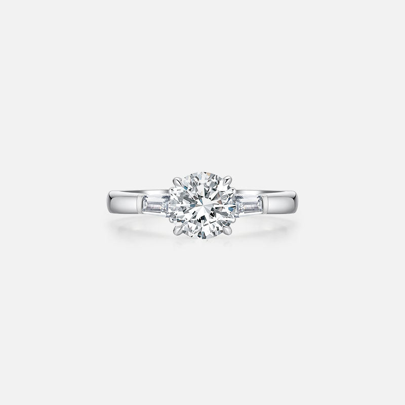 Bague de fiançailles solitaire classique en or blanc 18 carats avec diamants cultivés en laboratoire Bagues de fiançailles personnalisées (2,306 CTW-DF/VS-VVS)