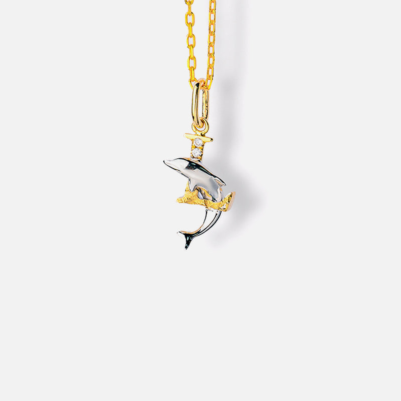 Dolphin - 18K Gold - Custom Name Necklace