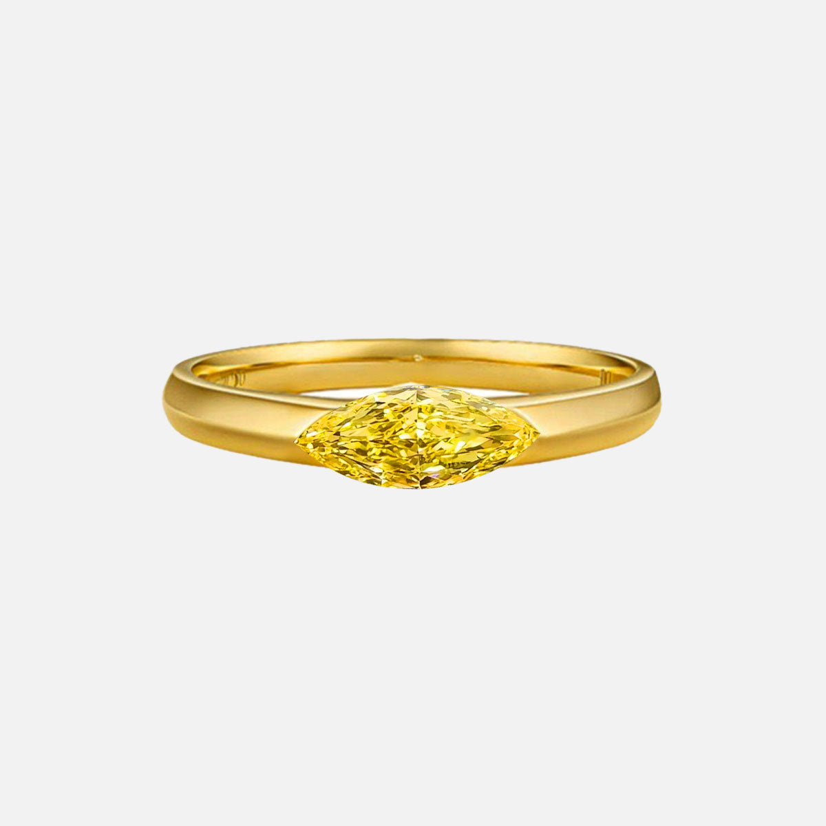 18K Yellow Gold Marquise Yellow Diamond Engagement Ring Lab-Grown Diamond Custom Ring (0.50CTW-FY-FIY-FVY/VS-VVS)