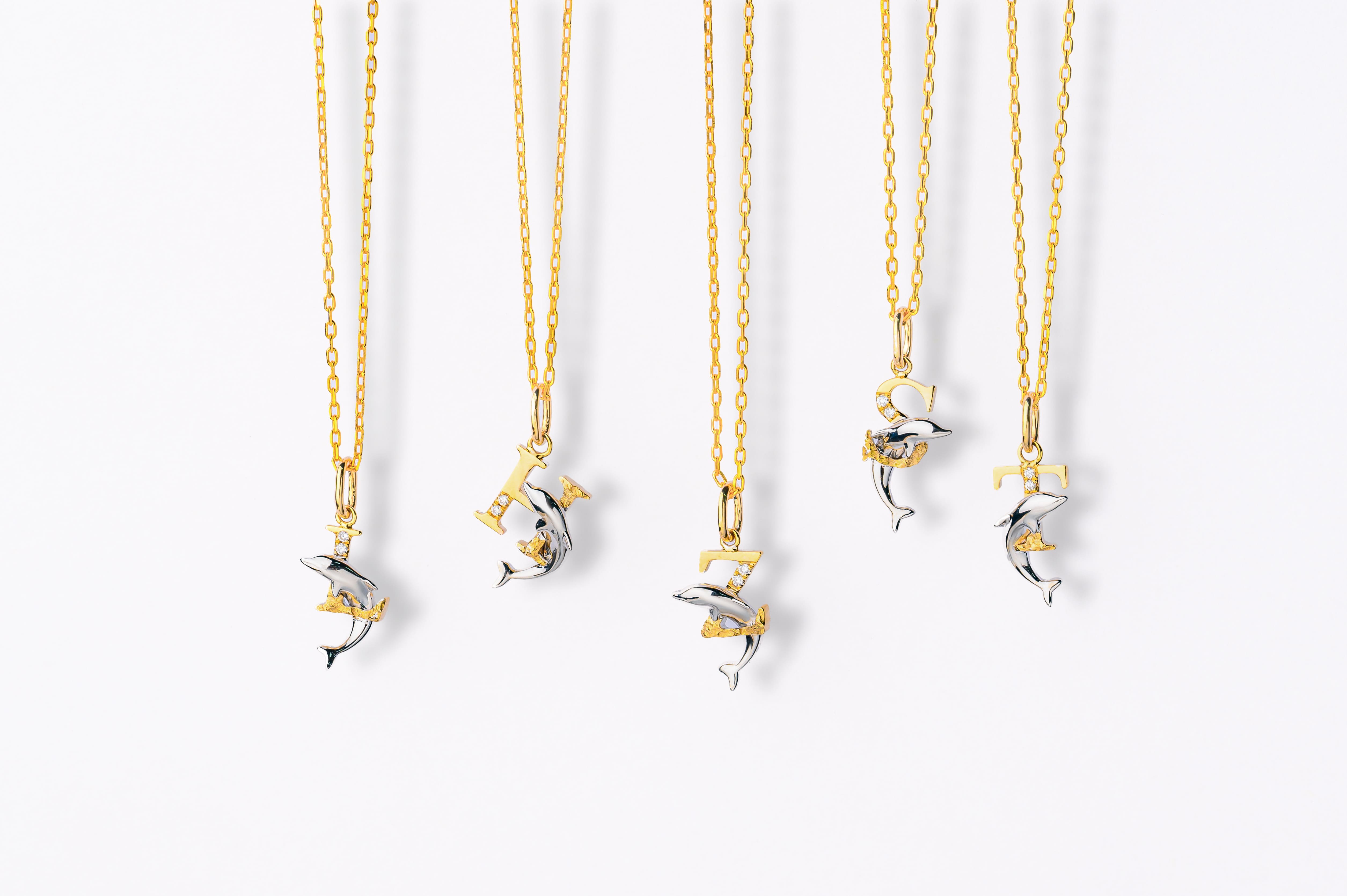 Dolphin - 18K Gold - Custom Name Necklace