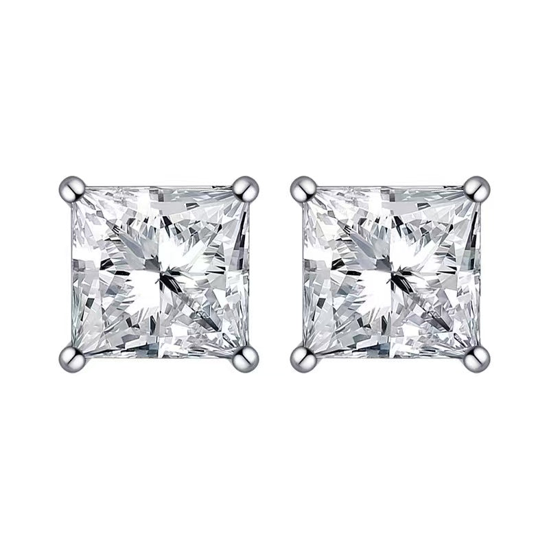 18k white gold diamond stud earrings（Princess ）Deposit